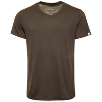 Kaipara - Merino Sportswear Funktionsshirt Merino Shirt Herren Kurzarm Regularfit V-Neck 150 (1-tlg) aus reiner Merinowolle Made in Germany grün M