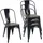 Mendler 4er-Set Stuhl HWC-A73 inkl. Holz-Sitzfläche, Bistrostuhl Stapelstuhl, Metall Industriedesign stapelbar ~ schwarz