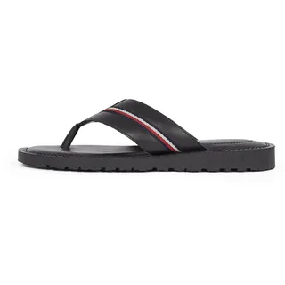 Tommy Hilfiger Herren Flip Flops Core Toe Post aus Leder, Schwarz (Black), 44