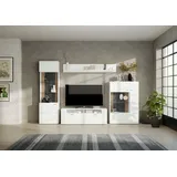 Set One by Musterring Wohnwand "TACOMA", weiß (weiß arctic hochglanz), B:331cm, SET ONE BY MUSTERRING, Kastenmöbel-Sets, Wohnwand, Typ 02, mit Wandboard