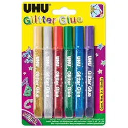 UHU Glitzerkleber Glitter Glue Original, Inhalt: 6 x 10 ml