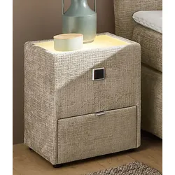 Nachtkonsole JOCKENHÖFER GRUPPE "Lancy", beige (beige 330, 17), B:42,5cm H:53cm T:45cm, Holzwerkstoff, Glas, Sideboards, mit LED-Beleuchtung