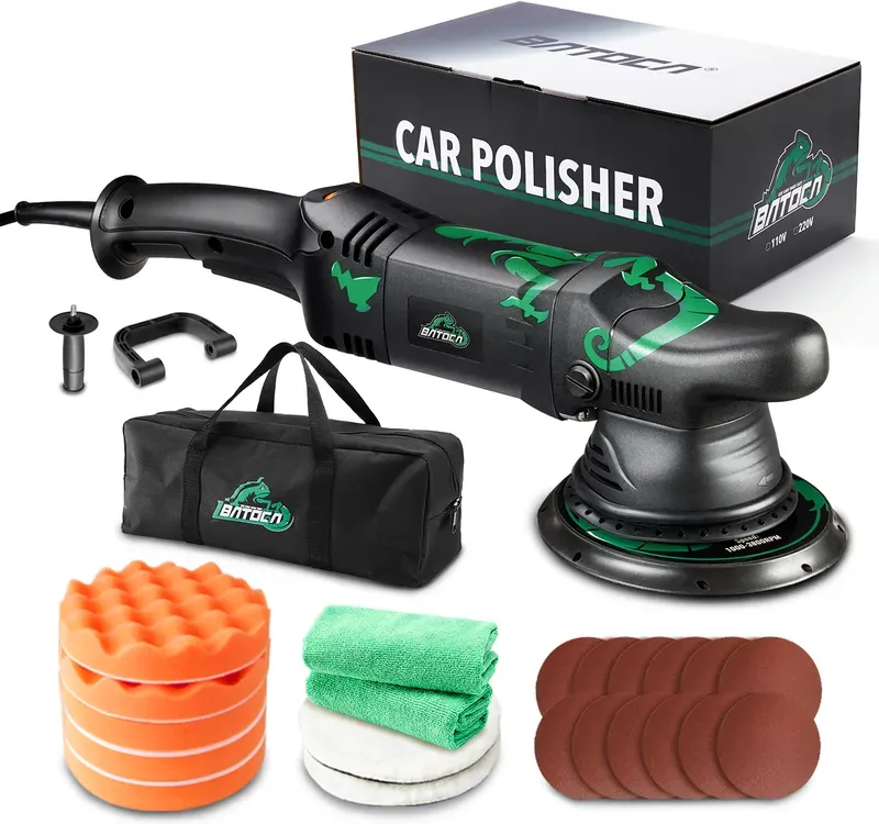 BATOCA 5 Zoll Dual Action Zufällig Oszillierende Autopoliermaschine, 6 Variable Geschwindigkeiten DA-Polierer für Auto-Detailing, mit Schaumstoffpads für Wachsen, Polieren, Schleifen, Glätten