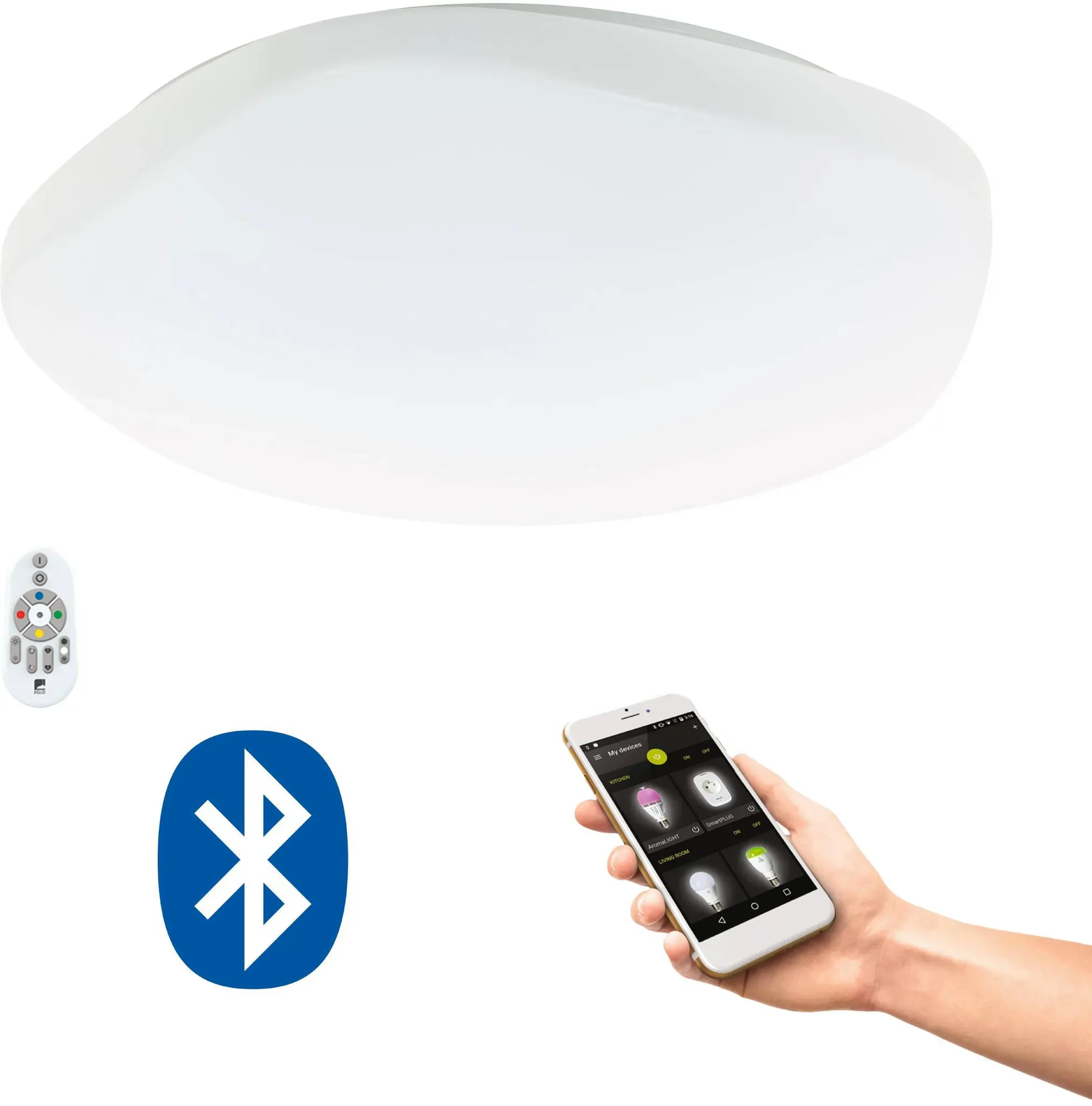 Eglo Connect LED Deckenleuchte Totari C weiß 34W 2700-6500K RGB mit Fernbedienun...