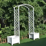 Rosenbogen Weiß Rankhilfe Blumenkübel Torbogen Spalier Rankgitter Holz Pergola