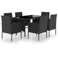 vidaXL Polyrattan Garten-Essgruppe 7-tlg. schwarz 3059420