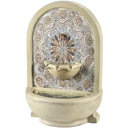 Brunnen - Wand u. Standbrunnen - rund - GRC Beton - H: 54cm - Außentrafo - natur