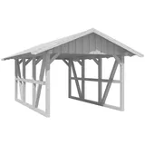 SKANHOLZ Skan Holz Carport Schwarzwald mit Dachschalung 424 x 600 cm Weiß