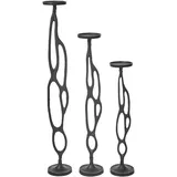 Beliani Beliani, Kerzenständer, Kerzenständer Aluminium schwarz 3-er Set BUNI Metall 54/68/84 cm