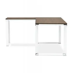 Eckschreibtisch Holz Metall  Designer Bürotisch mit Walnuss-Finish  XLINE Arbeitsplatz Weiss-Braun  Modernes Design  Kadima Design