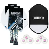 Butterfly 2 x Timo Boll Vision 2000 Tischtennisschläger + Cell Case Tischtennishülle + 2 x 3*** ITTF R40+ Tischtennisbälle | Tischtennisschlägerset | Tischtennis Profi Set