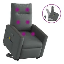 vidaXL Massagesessel mit Aufstehhilfe Dunkelgrau Stoff