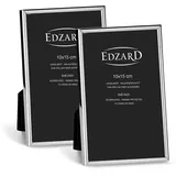 Edzard 2er Set Bilderrahmen Genua für Foto 10x 15 cm, edel versilbert, anlaufgeschützt,