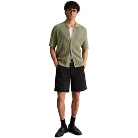 Marc O'Polo DENIM, Herren, Gr. XL, grün (chalky sage), Single Jersey, Obermaterial: 100% Baumwolle, regular fit normal, Rippbündchen, Strickjacken Strickjacke, Kurzarm-Strickjacke im Polostil regular mit Lochstruktur