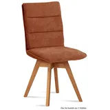 58 aufm Kessel Esszimmerstuhl Küchenstuhl drehbar (2er-Set) Dorle 47x92x60 Eiche geölt/Espresso (Lieferung bis Verwendungsstelle, 2 St), Stabiles Gestell aus Massivholz pflegeleichter Bezug aus Microfaser braun