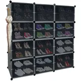 AUFUN Schuhregal Schuhboxen Stapelbar Schuh-Organizer Schuhbox Schuhschrank, Packung schwarz 122 cm x 124 cm x 32 cm