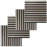 PROVISTON 4er SET Akustik 3D Wandpaneele 400 x 400 x 21 mm Furnierte MDF Holzlamellen in der Farbe Walnuss Filz-Untergrund als Trägermaterial