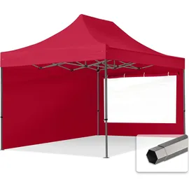 TOOLPORT Faltpavillon 3 x 4,5 m inkl. 2 Seitenteile Rot