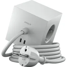 Avolt Steckdosenleiste Quadrat 1 1,80 m Grau 3 St.