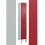 C+P Spind Classic PLUS, Füßen, 1 Abteil, HxBxT 195x30x50cm, Sicherheitsdrehriegel, Hellgrau/Rubinrot von PROREGAL