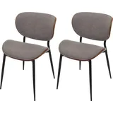 Mendler Esszimmerstuhl MCW-O45 Bugholz Stoff (370g/m2) MVG- Walnuss-Optik, hellgrau - Grau