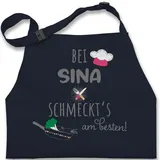 Kinderschürze Schürze Kinder Jungen Mädchen - Kochschürze - Bei Name schmeckts am besten I Geschenk Koch I Hobbyköche - 2-6 Jahre - Navy Blau - kinderkochschürze kochen kinderkochschürzen - 2-6 Jahre