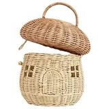 NIDONE Rattan-Korb in Pilzform Rattan-Aufbewahrungskorb Dekorativer geflochtener Korb mit Deckel, Korb mit geflochtenem Griff für Regal-Organizer, dekorative Box für Baby-Kinderzimmer,Sortierte Farbe