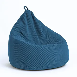 chilly pilley Sitzsack aus Cord mit EPS-Füllung - Sitzkissen - Bequem Bean Bag (Dunkelblau, 65x85)