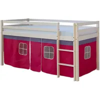 Homestyle4u Hochbett Weiß, Pink, Holz, Kinder - Jugendzimmer, Kindermöbel,
