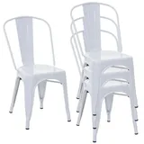 MCW Bistrostuhl Metall pulverbeschichtet weiß 4er Set
