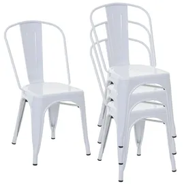 MCW Bistrostuhl Metall pulverbeschichtet weiß 4er Set