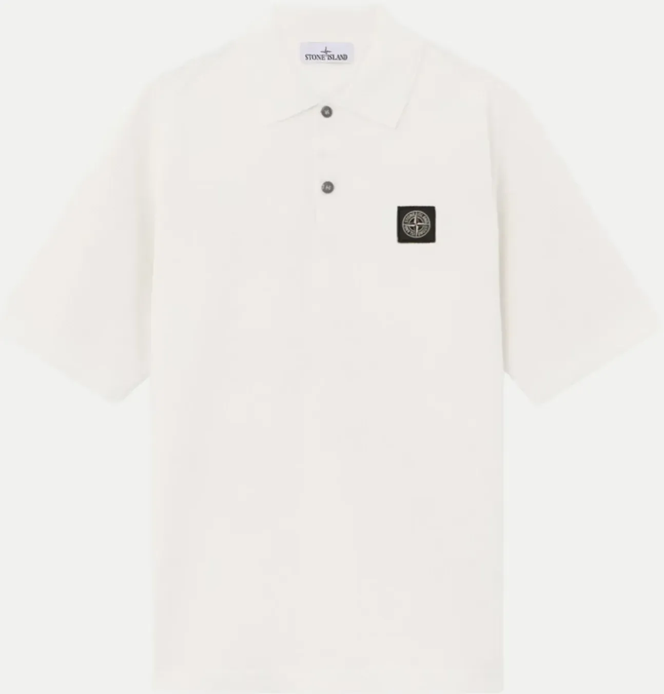Strick-Poloshirt mit Logo-Patch Weiß L