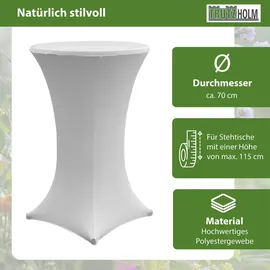 Baumarktplus 10x Stehtischhusse Stretch 70 cm weiß Tischdecke Husse Bistrotisch Partytisch