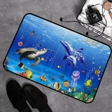 Memory Foam Badezimmer- 40 x 60 cm,Ozean Unterwasserwelt Meereswelt Tiere Tropischer Fisch Delfin mit Schildkröten Koralle,Badteppich Saugfähige Rutschfester Badvorleger Waschbar Badematte