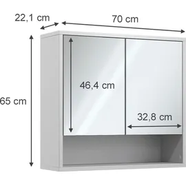 Vicco Badspiegelschrank Eliza, Weiß 70 x 65 cm mit 2 Türen