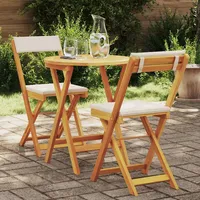 vidaXL 3-teiliges Faltbistro-Set mit Kissen aus massivem Akazienholz