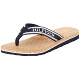 Tommy Hilfiger Damen Flip Flops Hilfiger Cork Beach Sandal Zehentrenner, Blau (Space Blue), 36