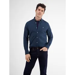 Langarmhemd LERROS "LERROS Unifarbenes Oxfordhemd", Herren, Gr. S, Normalgrößen, blau (tiefblau), 98% Baumwolle, 2% Elasthan, Langarm, Hemden