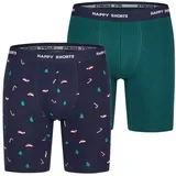 Happy Shorts 2er-Set Boxershorts dunkelblau / petrol L