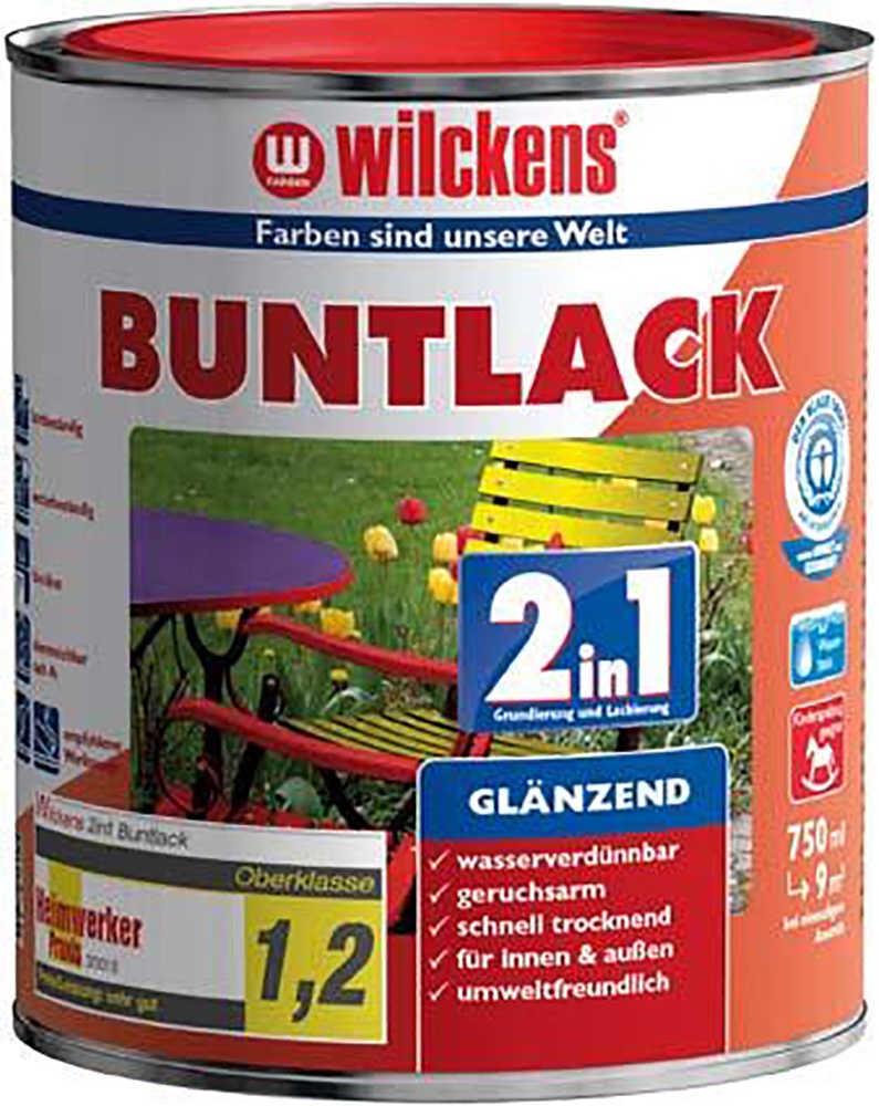 Wilckens Buntlack 2in1, 750 ml glänzend, reinweiß RAL9010