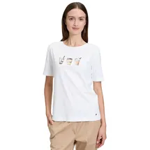 Betty & Co Damen Casual-Shirt mit Strass L, White/Mint - L