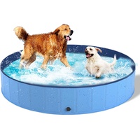 Dono Hundepool Schwimmbad Für Hunde und Katzen Swimmingpool Hund Planschbecken Hundebadewanne Faltbarer Pool PVC rutschfest (160cm(Dia) x 30cm(H))