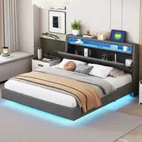 Flieks Polsterbett 160x200cm mit USB, Jugendbett Doppelbett mit LED,