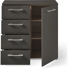 Set One by Musterring Kombikommode "Henderson", grau (graphit), B:80cm H:81cm T:42cm, Holzwerkstoff, SET ONE BY MUSTERRING, Sideboards, Kombikommode, mit 1 Tür und 4 Schubladen inkl. Selbsteinzug und Dämpfung