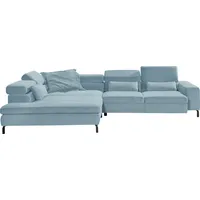 GALLERY M branded by Musterring Ecksofa »Felicia Due L-Form«, Wahlweise mit Sitzvorzug, inkl. Kopfteilverstellung, Sitzhöhe 43 cm blau