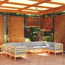 vidaXL Garten-Lounge-Set 9-tlg. grau