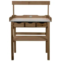 Esschert Design Pflanztisch mit Schublade und Ablage Braun
