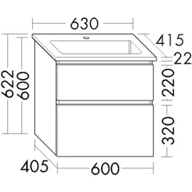 Burgbad Waschtischunterschrank 2 Auszüge 63 x 41,5 x 62,2 cm Eiche