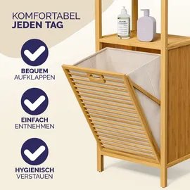 CASARIA Wäschekorb Bambus mit zwei Ablagen 2x