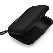 deleyCON Festplattentasche Festplatten Case HDD Case - für 2,5 Zoll Festplatten und SSD - Robust & Stoßsicher - 2 Innenfächer Netztaschen - Schwarz